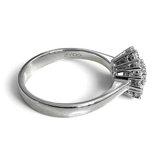 ZYDO Italy "Rosa Radiosa" 18K White Gold 0.82 CTW Natural Diamond Halo Ring - WeilJewelry