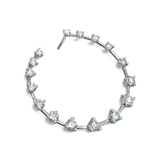 ZYDO Italy «Tutto Torna» 18K White Gold 2.02 CT Diamond Front-Facing Hoop Earrings - WeilJewelry