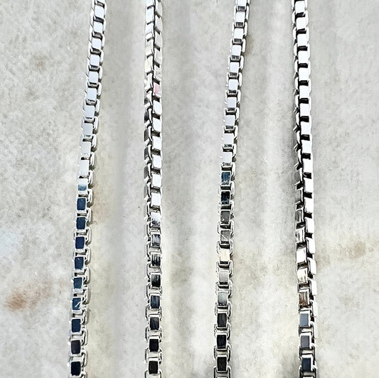 10 Karat White Gold 17.75 Inches Box Chain Necklace - WeilJewelry