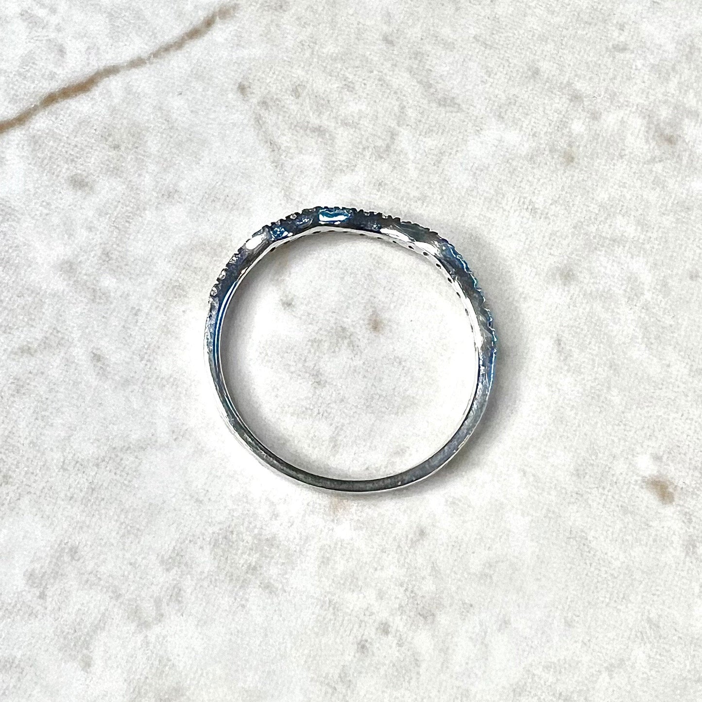 10K Diamond Half Eternity Band Ring - 10K White Gold Diamond Wedding Ring - Half Eternity Ring - Stackable Ring - Anniversary Gifts For Her