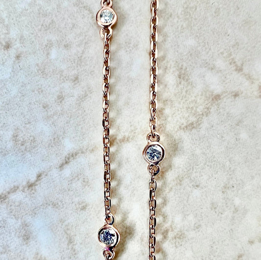 14 Karat Rose Gold 0.12 Carat Diamond By The Yard Bracelet - WeilJewelry