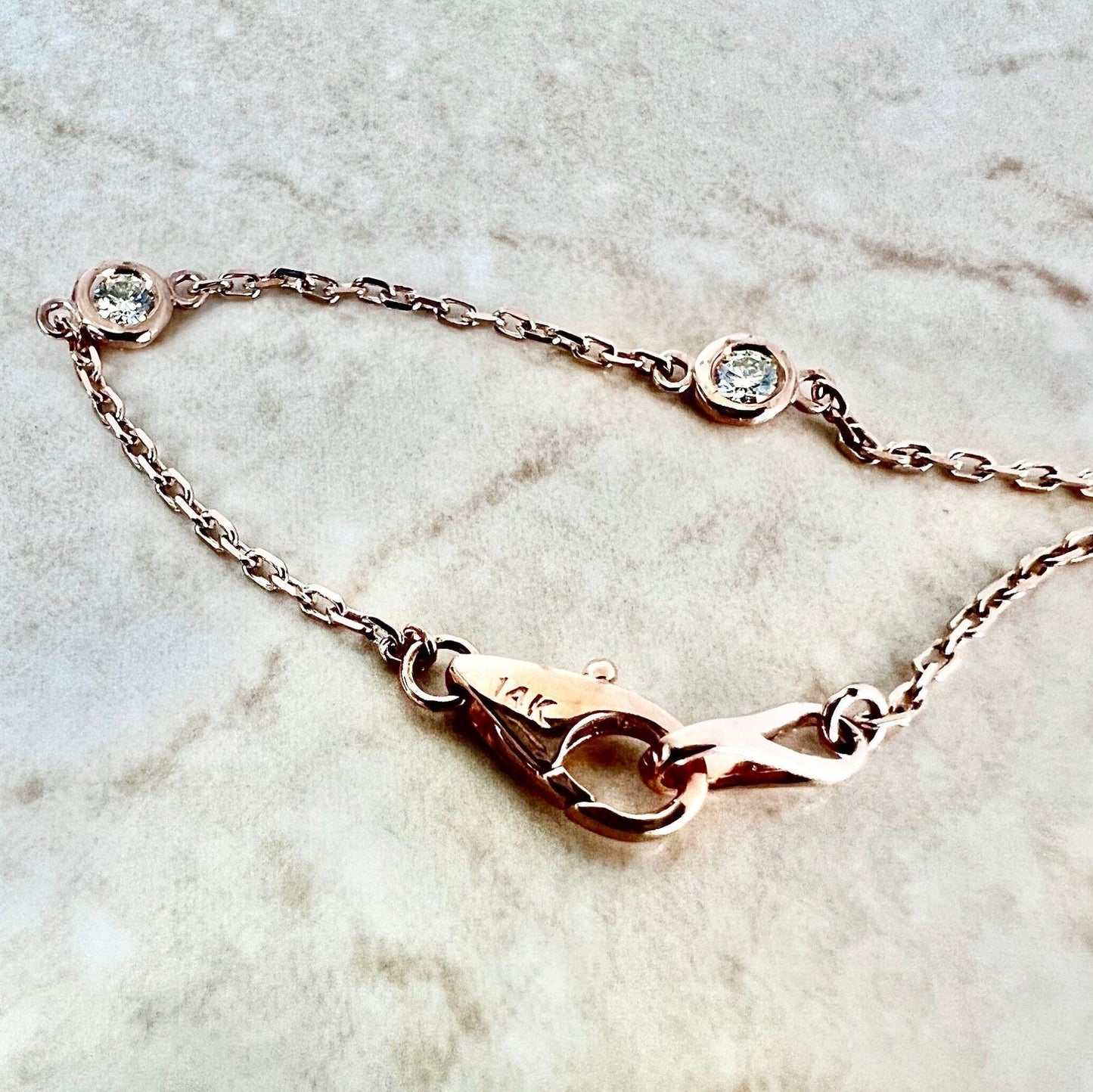 14 Karat Rose Gold 0.30 Carat Diamond By The Yard Bracelet - WeilJewelry