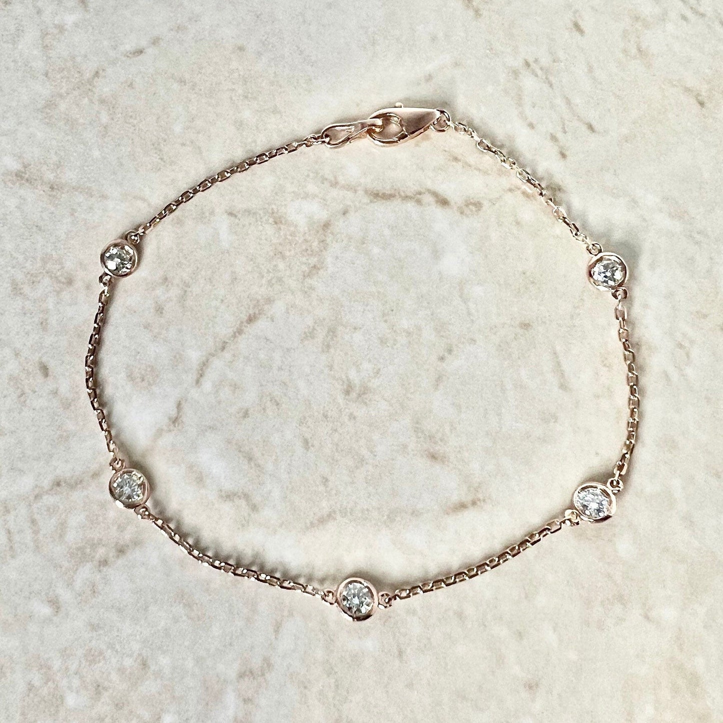 14 Karat Rose Gold 0.50 Carat Diamond By The Yard Bracelet - WeilJewelry
