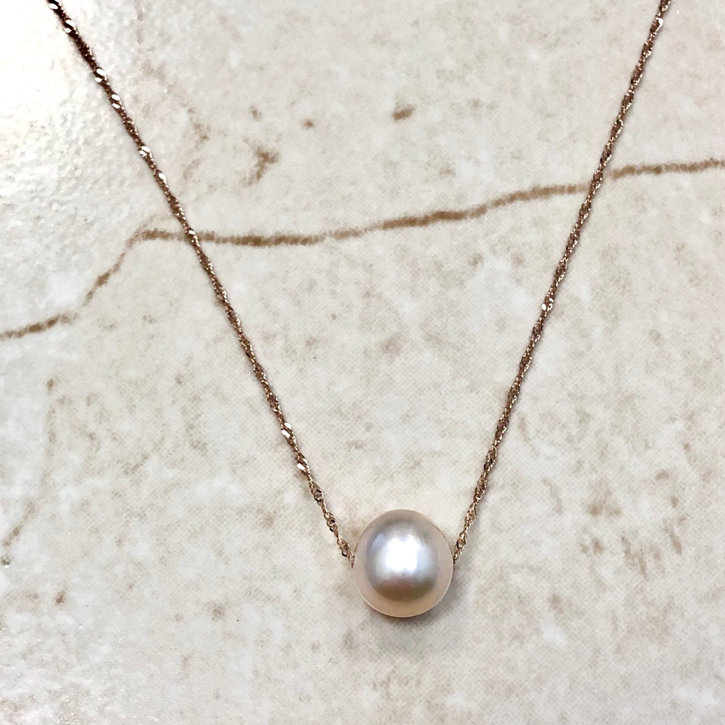 14 Karat Rose Gold Single Pink Pearl Pendant Necklace - WeilJewelry