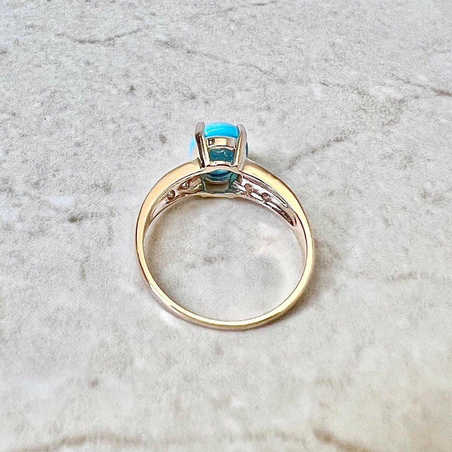 14 Karat Rose Gold Turquoise & Diamond Ring - WeilJewelry