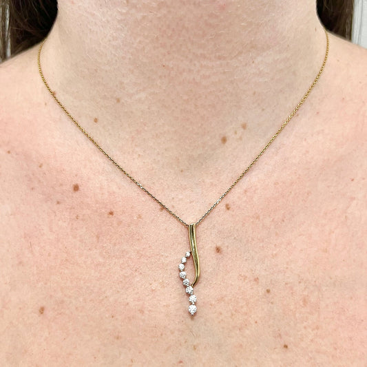 CLEARANCE 40% OFF - 14 Karat Two - Tone Gold 1/2 Carat Graduated Diamond Pendant - WeilJewelry
