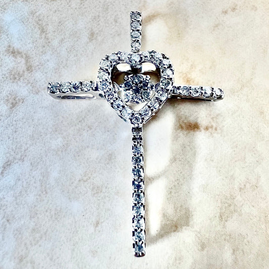 14 Karat White Gold 1/2 Carat Diamond Cross Pendant - WeilJewelry