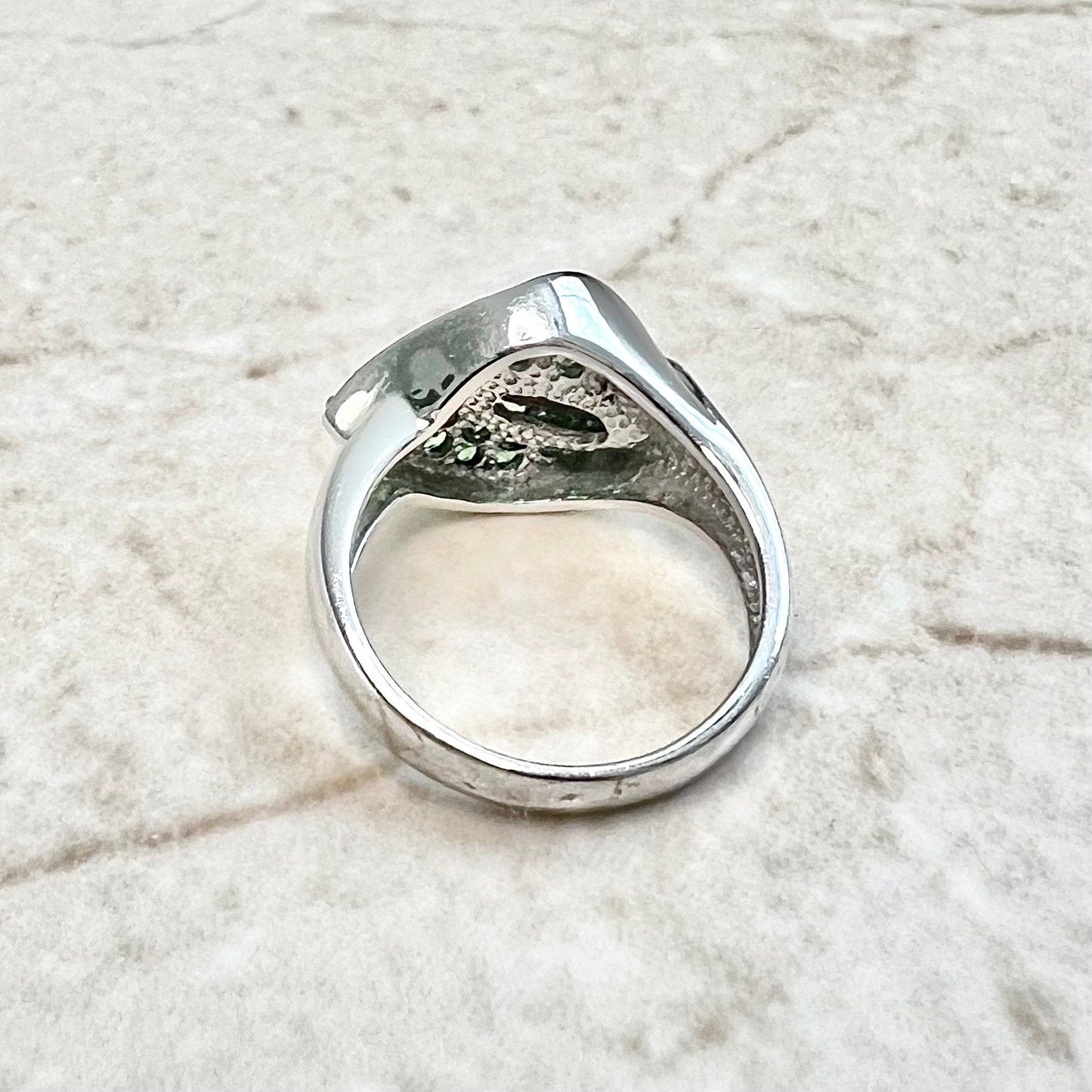 14 Karat White Gold Calla Lily Flower Tsavorite Garnet & Diamond Ring - WeilJewelry