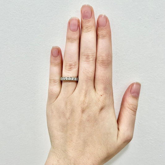 14 Karat White Gold Channel - Set 1 Carat Diamond Half Eternity Band Ring - WeilJewelry