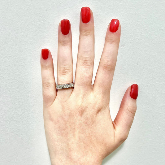 14 Karat White Gold Channel - Set 1.02 Carat Diamond Half Eternity Band Ring - WeilJewelry