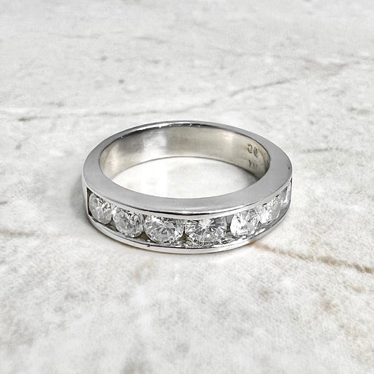 1.02 CT 14K Diamond Band Ring - White Gold Diamond Half Eternity Ring - 14K Diamond Ring - Anniversary Ring For Women - Diamond Wedding Ring