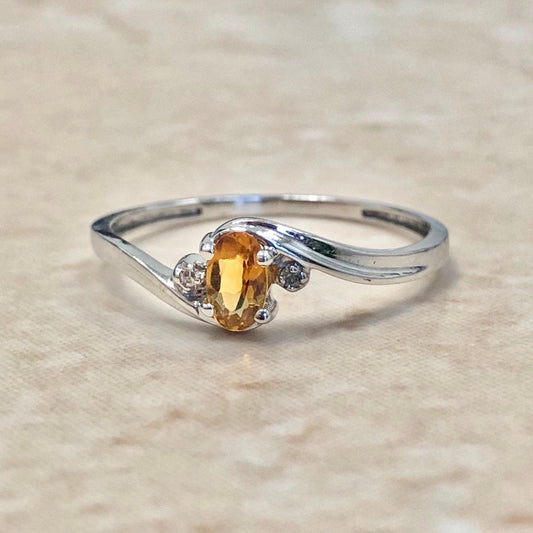 14 Karat White Gold Citrine & Diamond Ring - WeilJewelry