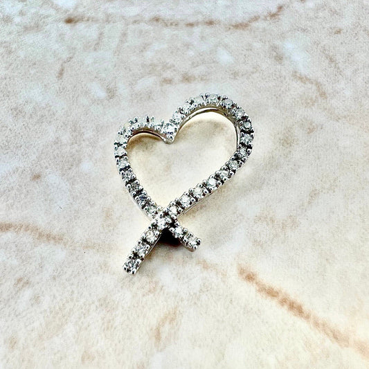 14 Karat White Gold Diamond Heart Pendant - WeilJewelry