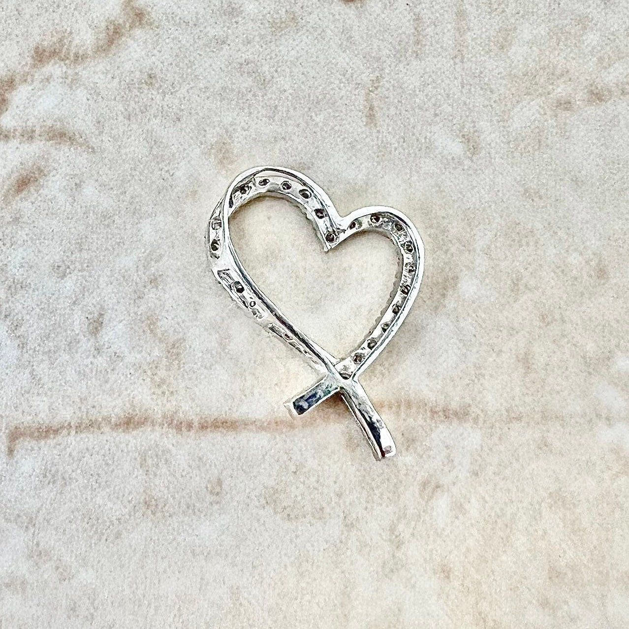 14 Karat White Gold Diamond Heart Pendant - WeilJewelry