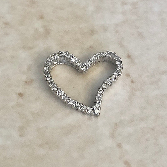 14 Karat White Gold Diamond Heart Pendant - WeilJewelry