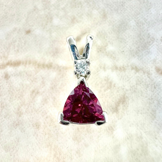 14 Karat White Gold Pink Tourmaline & Diamond Pendant - WeilJewelry
