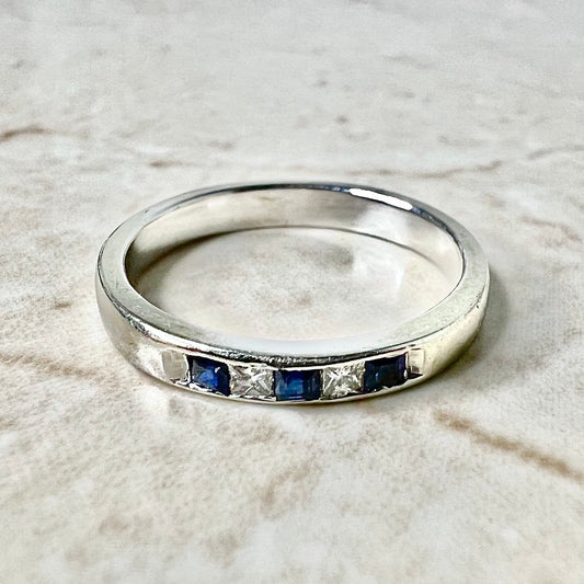 14 Karat White Gold Sapphire & Diamond Band Ring - WeilJewelry