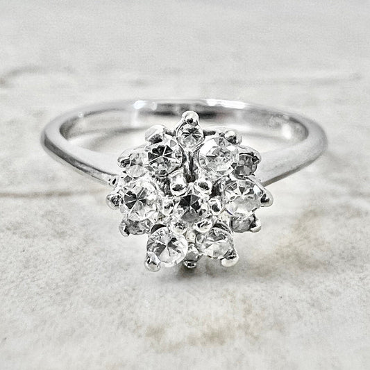 14 Karat White Gold Snowflake Diamond Cluster Ring - WeilJewelry