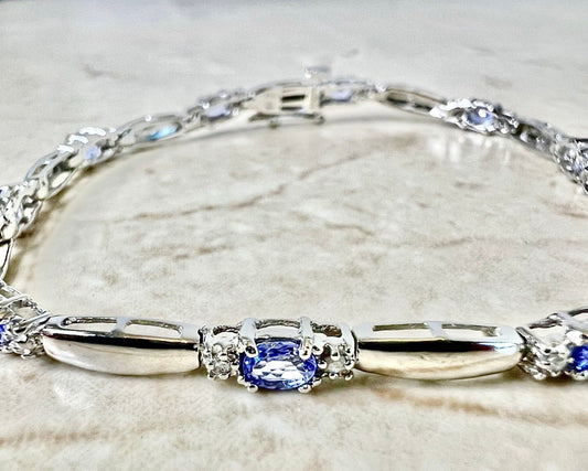 14 Karat White Gold Tanzanite & Diamond Bracelet - WeilJewelry