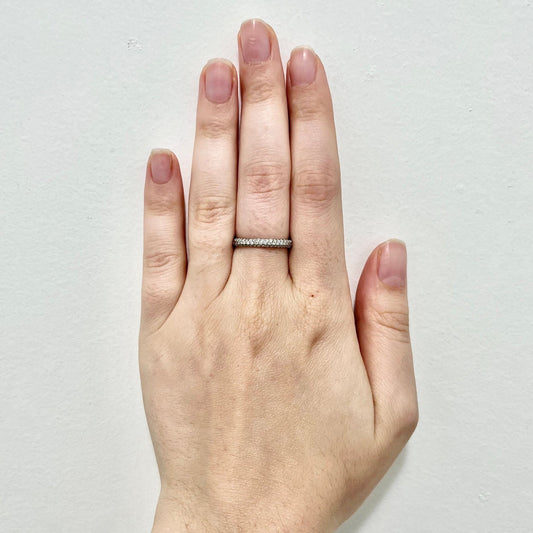 14 Karat White Gold Three - Row Dome Pavé Diamond Ring - WeilJewelry