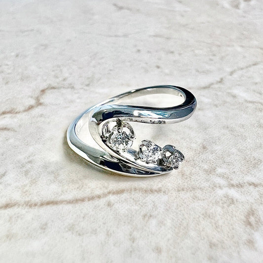 14 Karat White Gold Three - Stone Diamond Cocktail Ring - WeilJewelry