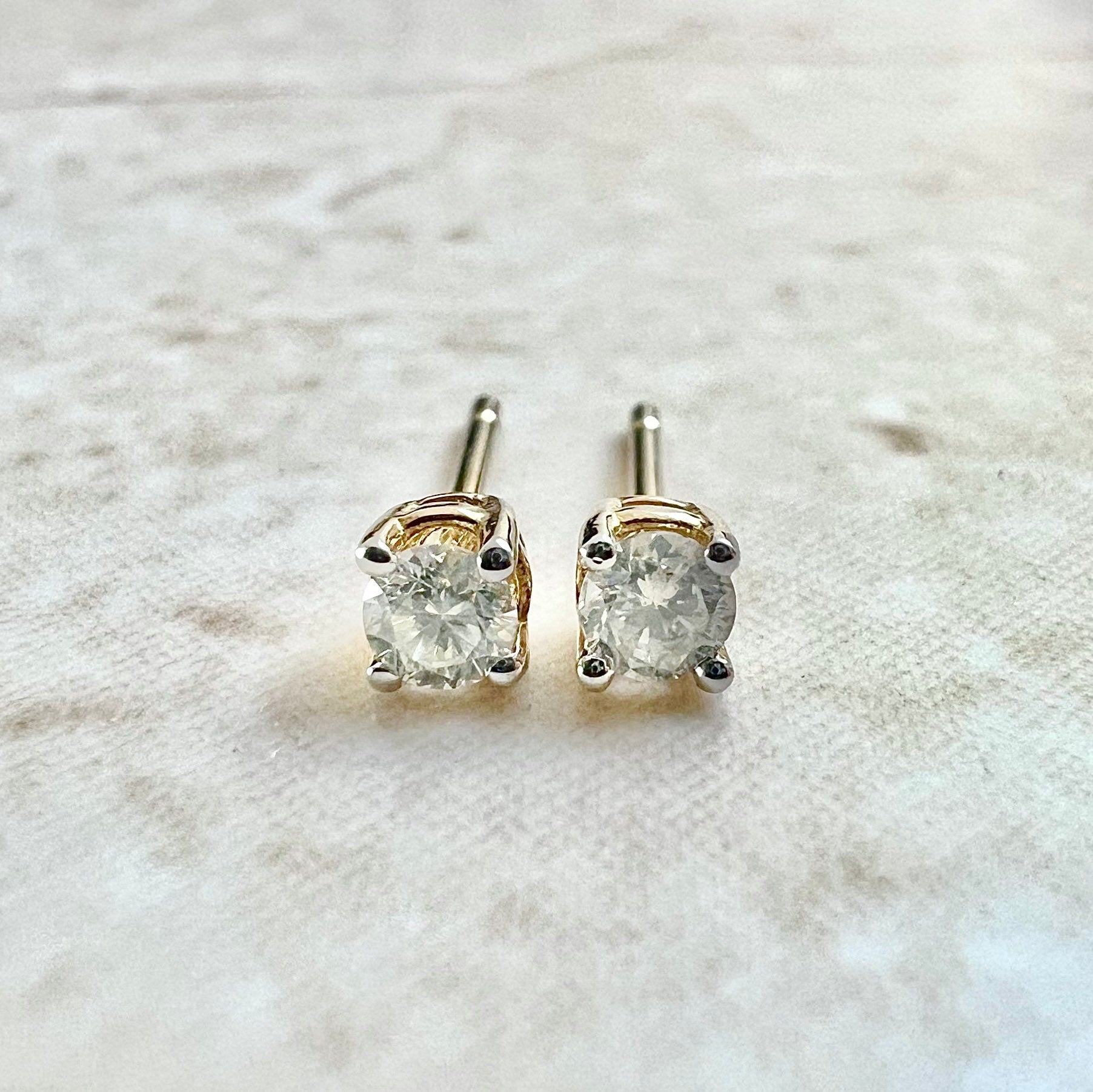 14 Karat Yellow Gold 0.20 CTTW Natural Diamond Stud Earrings With Push Backs - Gold Diamond Earrings - Birthday Gifts - Best Gifts For Her