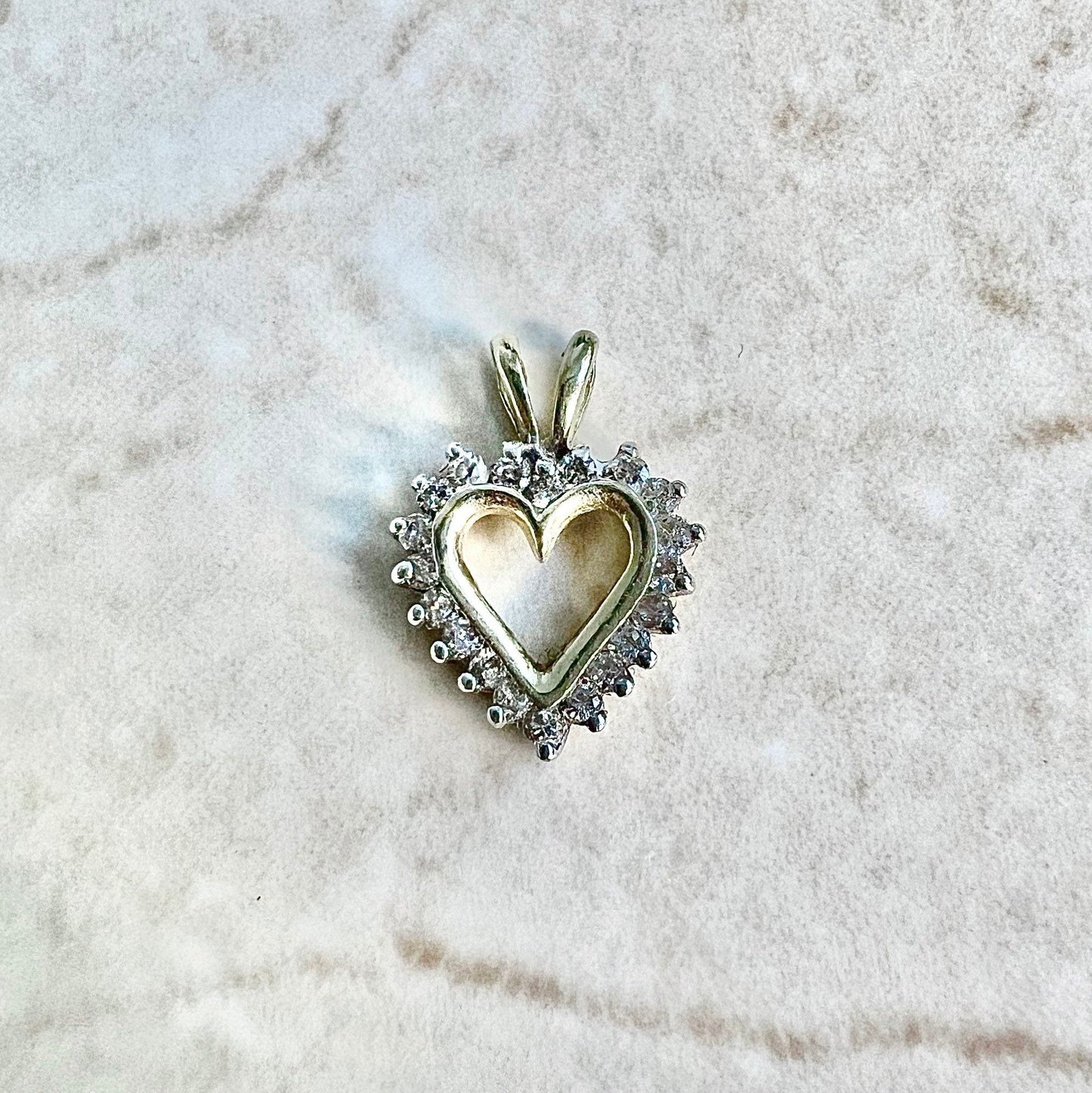 14 Karat Yellow Gold 0.30 Carat Diamond Heart Pendant - WeilJewelry