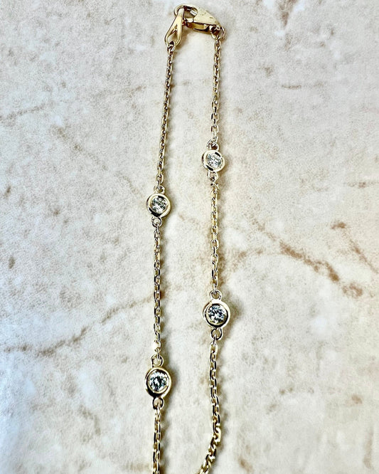 14 Karat Yellow Gold 0.40 Carat Diamond By The Yard Bracelet - WeilJewelry