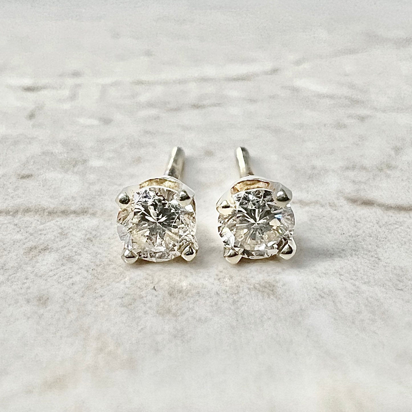 14 Karat Yellow Gold 0.45 Carat Round Diamond Stud Earrings - WeilJewelry