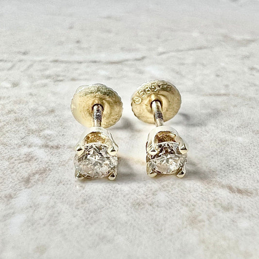 14 Karat Yellow Gold 0.45 Carat Round Diamond Stud Earrings - WeilJewelry