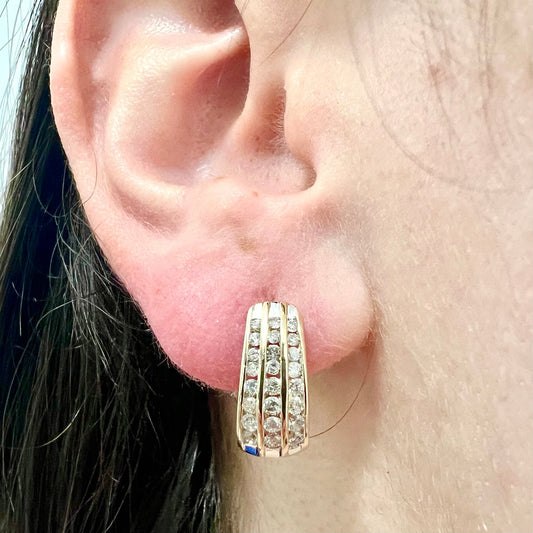 14 Karat Yellow Gold 1 Carat Diamond Huggie Earrings - WeilJewelry
