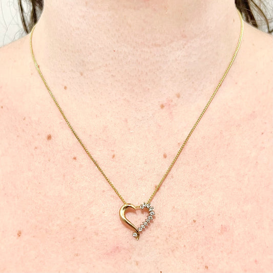 14 Karat Yellow Gold 1/4 Carat Diamond Heart Pendant - WeilJewelry