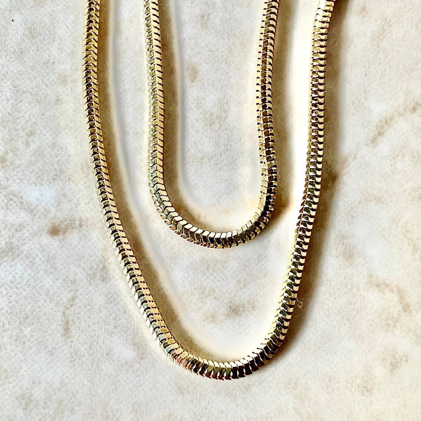 14 Karat Yellow Gold 16 Inches Snake Chain Necklace - WeilJewelry