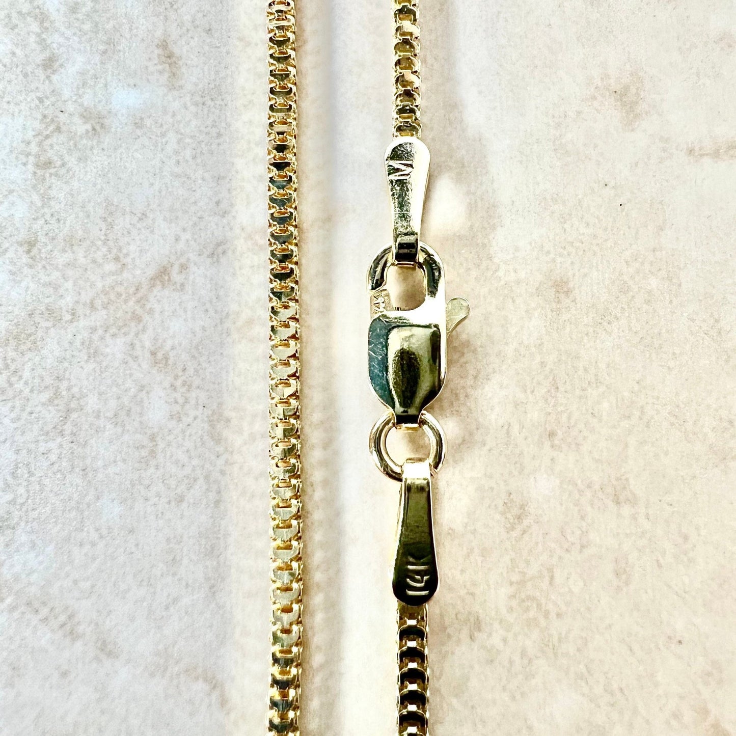 14 Karat Yellow Gold 19 Inches Box Chain Necklace - WeilJewelry