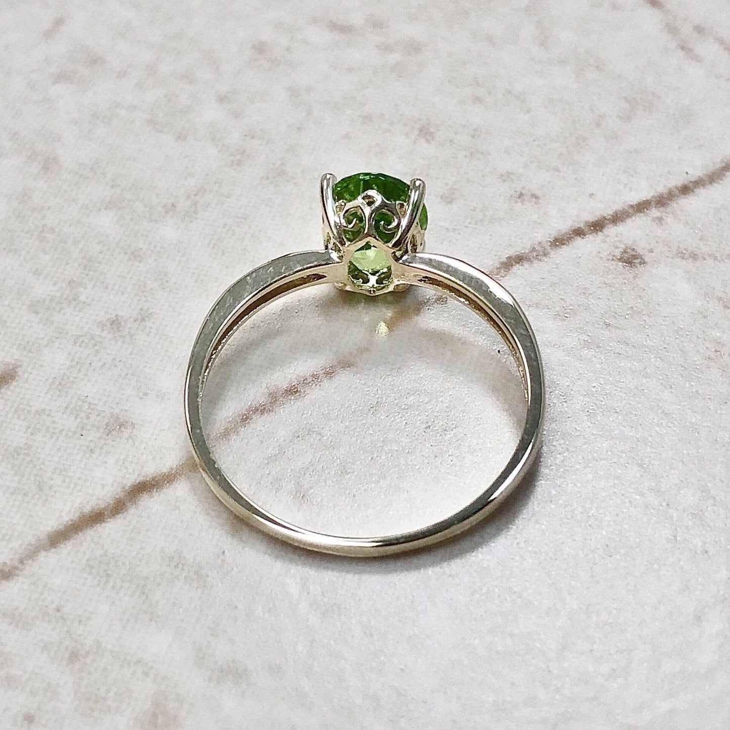14 Karat Yellow Gold August Birthstone Natural Oval Peridot & Diamond Ring - WeilJewelry