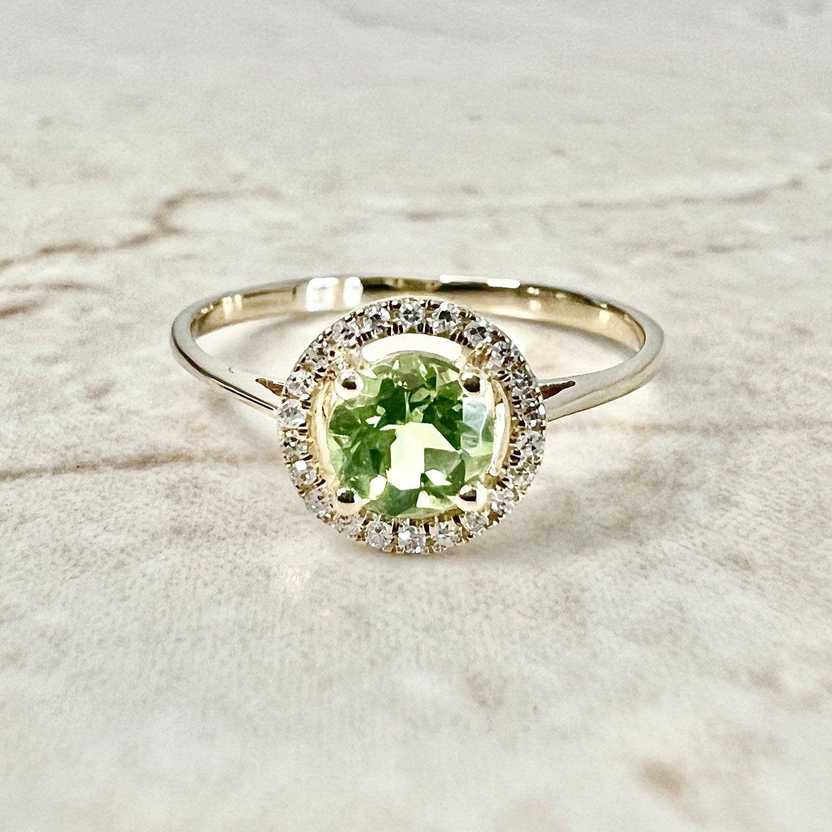 Peridot August Birthstone Ring 14 Karat Yellow Gold August