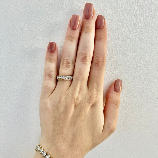 14 Karat Yellow Gold Channel - Set 1 Carat Round Diamond Half - Eternity Ring - WeilJewelry