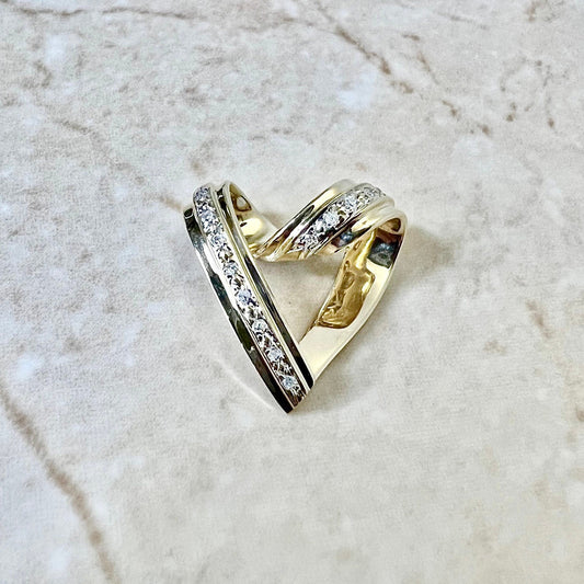 14 Karat Yellow Gold Diamond Heart Pendant - WeilJewelry