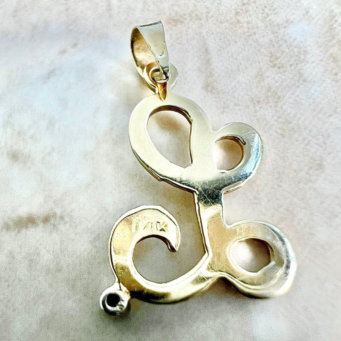 14 Karat Yellow Gold Diamond Initial Letter L Pendant - WeilJewelry