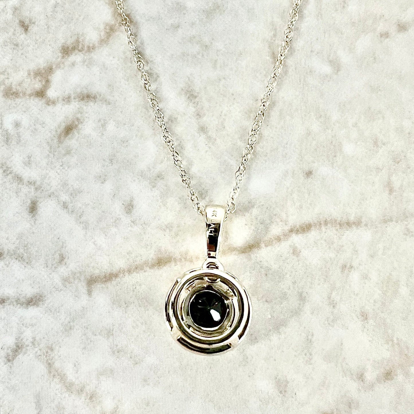 14 Karat Yellow Gold June Birthstone Round Smoky Quartz & Diamond Halo Pendant Necklace - WeilJewelry