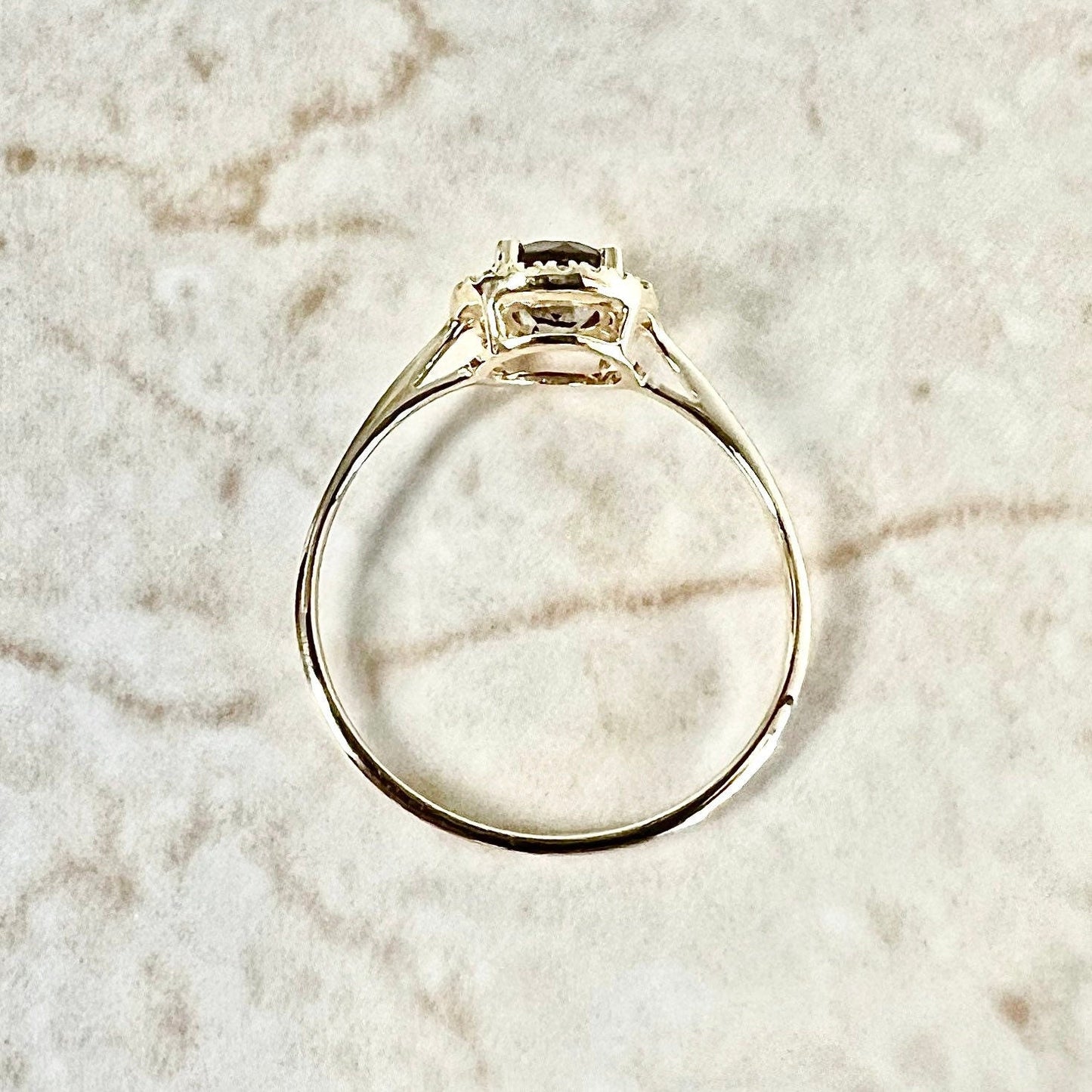 14 Karat Yellow Gold June Birthstone Round Smoky Quartz & Diamond Halo Ring - WeilJewelry