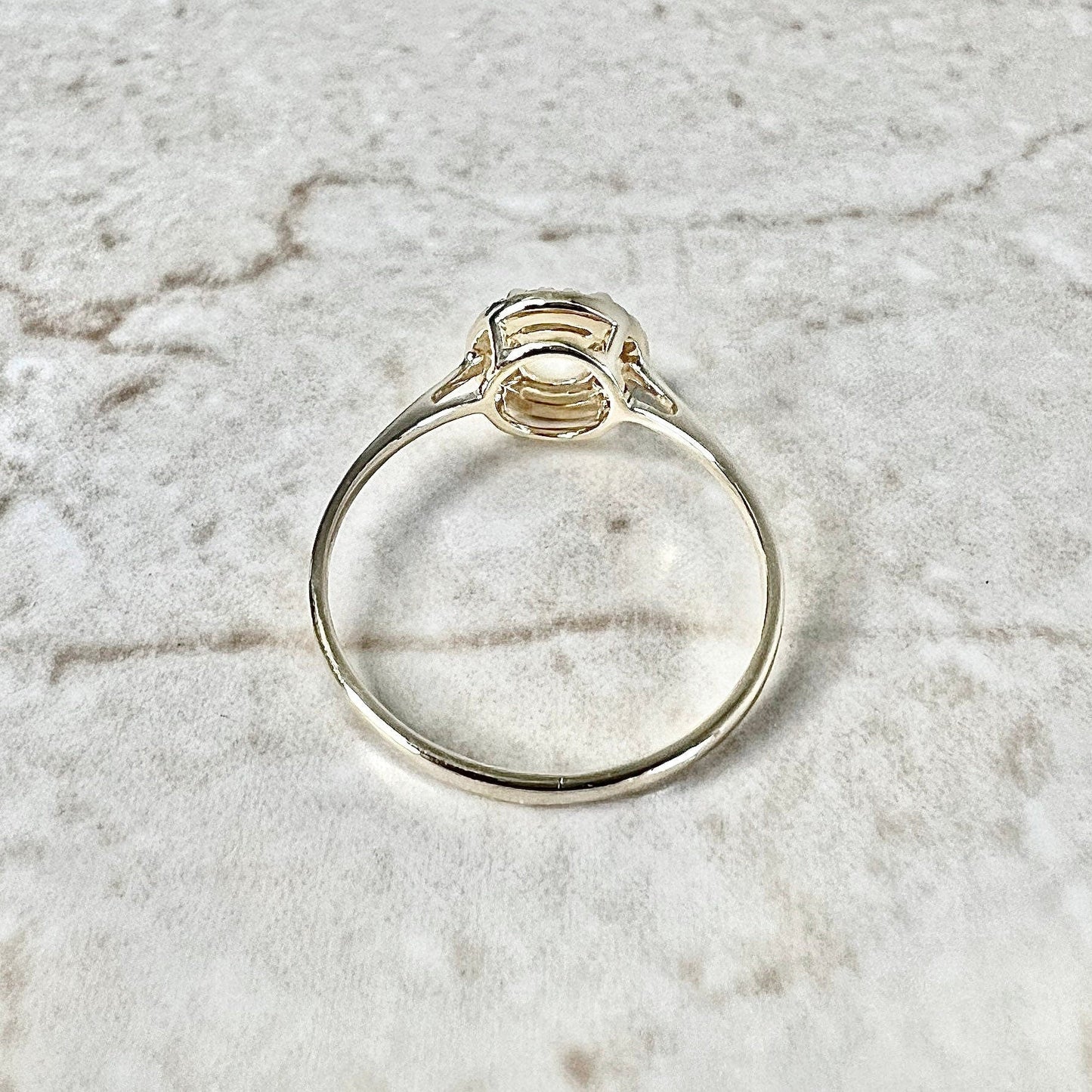 14 Karat Yellow Gold October Birthstone Round Opal & Diamond Halo Ring - WeilJewelry