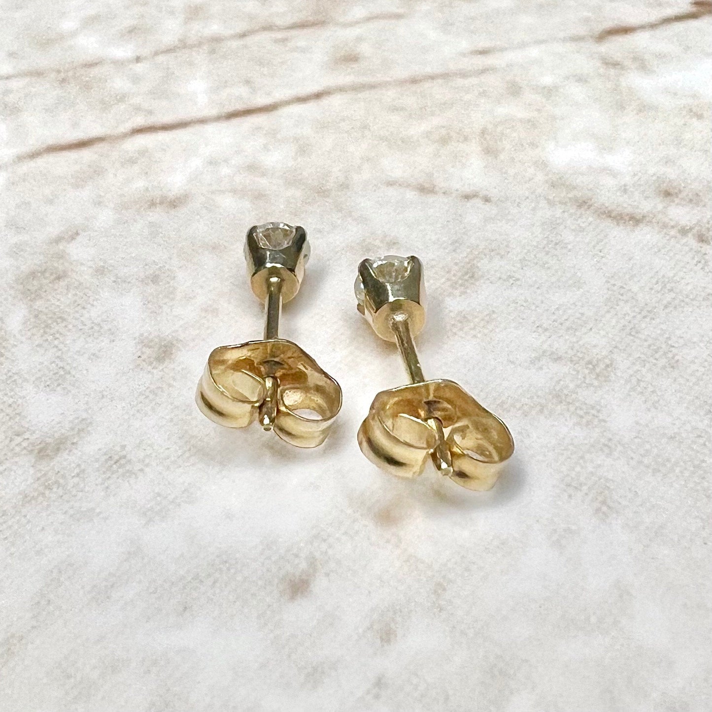 14 Karat Yellow Gold Prong - Set 0.25 Carat Round Diamond Stud Earrings - WeilJewelry