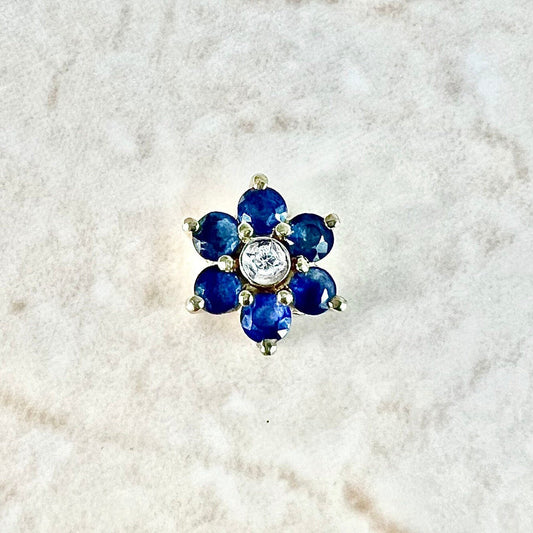 14 Karat Yellow Gold Sapphire & Diamond Halo Pendant - WeilJewelry