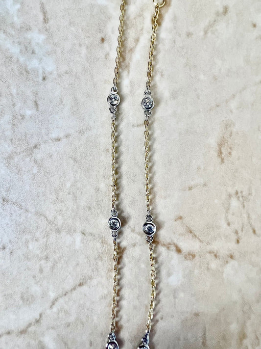 14 Karat Yellow & White Gold 1/2 Carat Diamond By The Yard Necklace - WeilJewelry