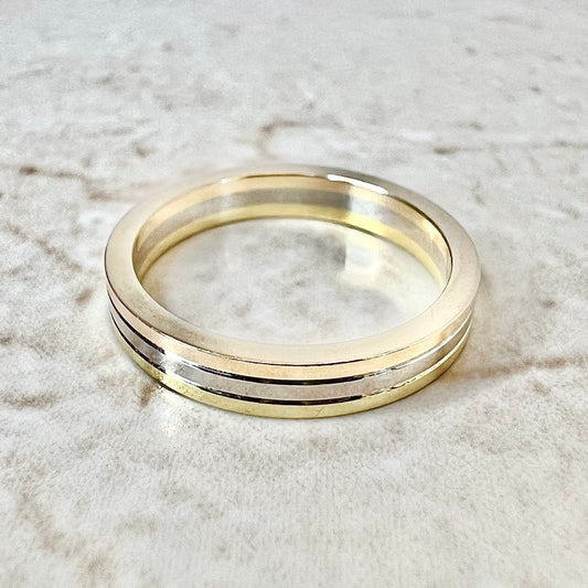 18 Karat Tri - Tone Gold Cartier Vendôme Louis Wedding Band 3.5 mm - Size 8 US / 57 FR - WeilJewelry