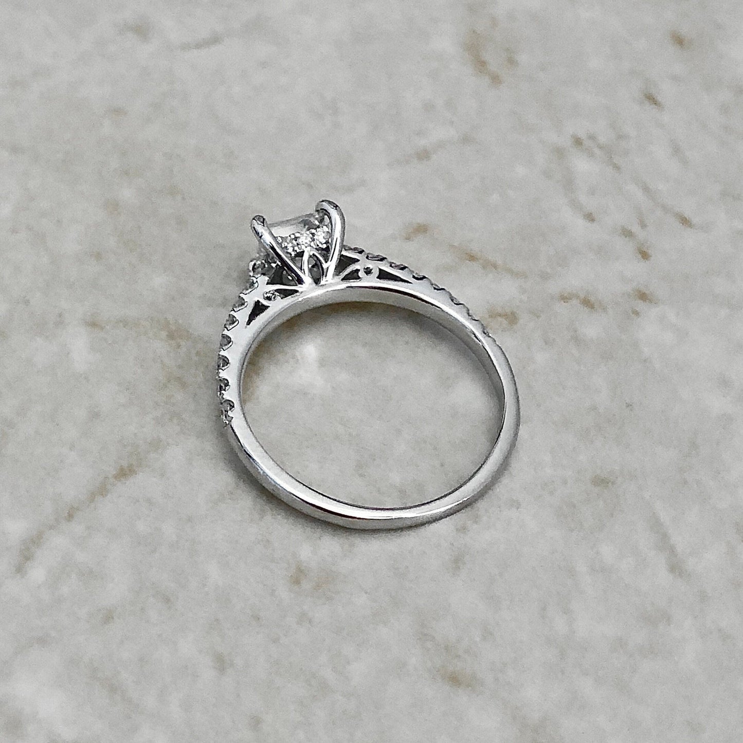 18 Karat White Gold 0.60 Carat Princess Cut Diamond Engagement Ring - WeilJewelry