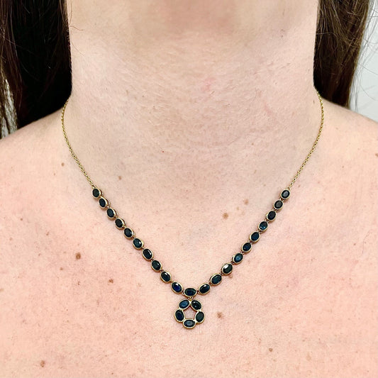 18 Karat Yellow Gold 6.50 Carats Sapphire Necklace - WeilJewelry