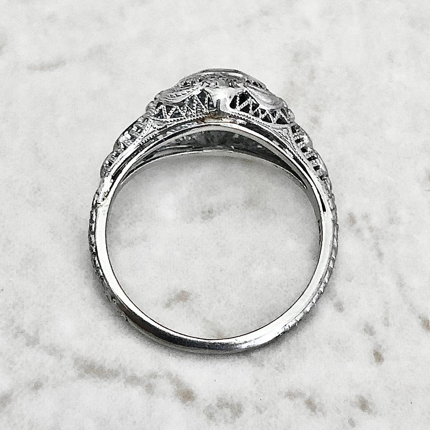 Antique Art Deco 18 Karat White Gold 0.20 Carat Diamond Solitaire Engagement Ring - WeilJewelry