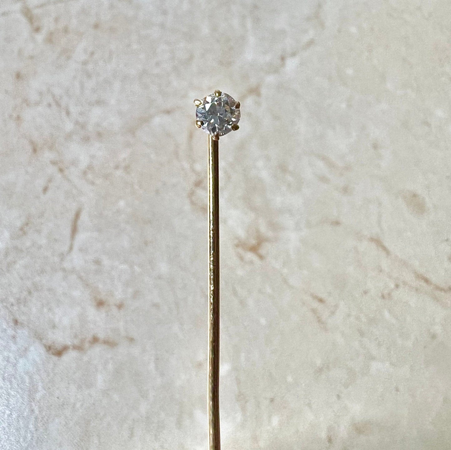 Antique Edwardian 14 Karat Yellow Gold 0.25 Carat Diamond Solitaire Stick Pin - WeilJewelry
